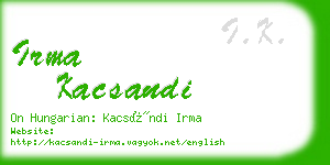 irma kacsandi business card